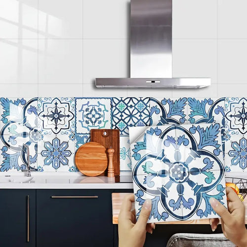 Blue Retro Tile Pattern for Home Renovation and Decor